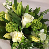 white and green flowers, bouquet, wellington delivery